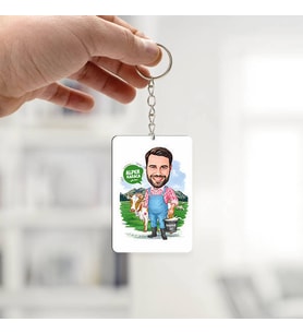 Kişiye Özel Çiftçi Erkek Karikatürlü Anahtarlık