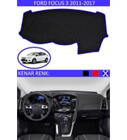 Ford Focus 3 2011-2017 Için Uygun Torpido Koruma Halısı Siyah Kenar Renk Mavi
