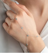 925 Ayar Gümüş Rodyum Kaplama 5Mm Yuvarlak Model Mavi Taşlı Şahmeran Bileklik