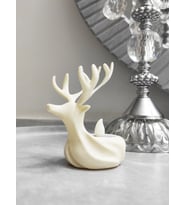 Noel Ren Geyiği Mumluk Christmas Hediyelik Led Dahil Beyaz 11CM