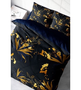 Gold Leaf 3d Pamuk Saten Çift Kişilik Nevresim Takımı