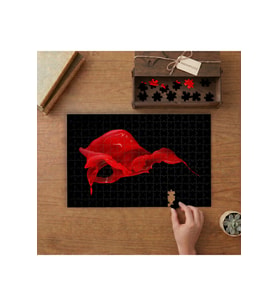 Kırmızı Boya Sıçraması- Soyut Resim Tasarımı 240 parça Ahşap Puzzle Ahşap Kutuda MP00290