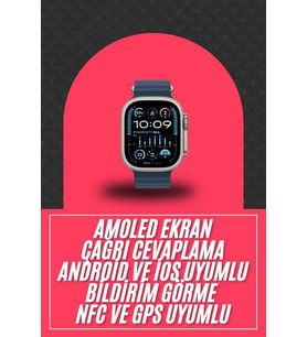 Mey İthalat® 49Mm Akıllı Saat Amoled Ekranlı Kadın Erkek Kol Saati Plastik Kordon