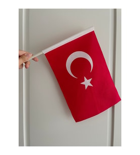 (20 Adet) Sopalı Türk Bayrağı 20x30 cm – Bez Alpaka Kumaş
