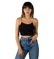 Kadın Siyah İp Askılı Crop Top Büstiyer Bluz Atlet 23K-TRP-CRP01