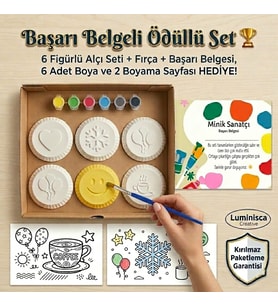 Çocuk Alçı Boyama Seti 6'lı Figür Boyama Seti Eğitici Çocuk Aktivite Seti Hobi ve Sanat Etkinliği 2 Adet Boyama Sayfası