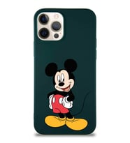 Apple iPhone 12 Pro Soft Premier Kapak Mickey Mouse-E Tasarımlı Silikon Kılıf - Yeşil (Şeffaf)