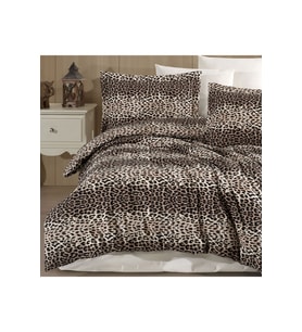 Tek Kişilik Leopar Desen Nevresim Takımı 160x220 2 Yastık Kılıfı Lastikli Çarşaflı 120x200+30