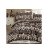 Tek Kişilik Leopar Desen Nevresim Takımı 160x220 2 Yastık Kılıfı Lastikli Çarşaflı 120x200+30