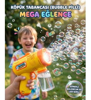 Köpük Tabancası Bubble Pilli Sarı Turuncu Renkli 14 Cm