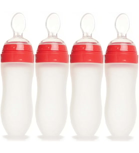 Bebedor Silikon Kaşıklı Biberon 120ML +6 Ay Şeffaf (Kod:7509) (4 Lü Set)