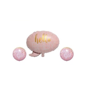 Mini Party Store Hello Baby 3lü Pembe Folyo Balon Set