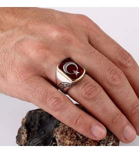 Ayyıldız Model Mineli 925 Ayar Gümüş Yüzük