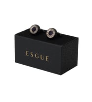 Esgue Siyah Gold Renk Motif Desenli Yuvarlak Form Kol Düğmesi