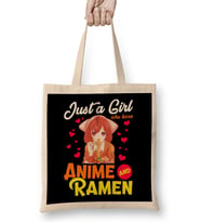 Cute Just A Girl Who Loves Anime & Ramen Foodie Bez Çanta Uzun Saplı