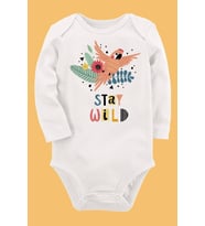 Organik Baskılı Pamuklu Unisex Bebek Body UZUNE228