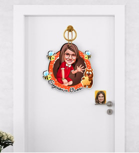 BK Gift Kişiye Özel Kız Çocuk Karikatürlü Çocuk Odası Ahşap Kapı Süsü-2