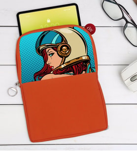 BK Gift Pop Art Tasarımlı Taşınabilir Koruyucu Tablet Kılıfı & Organizer Çanta - Turuncu-14
