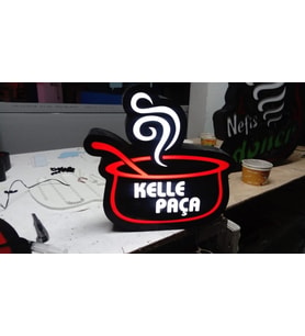Kelle Paça Yazılı Tabela 3D Led Neon Etkili Işıklı Tabela 30X45 CM Tek Taraflı