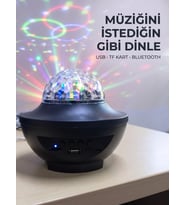 Bluetooth Müzikli Disko Işığı RGB Parti Projektörü Dahili Hoparlör USB Micro SD Destekli