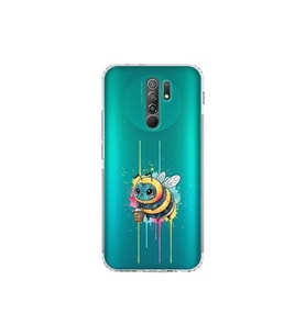 Redmi 9 ile uyumlu Splash arı tasarımlı şeffaf silikon kılıf