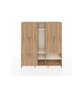Hyperion Dolap 15 Raflı 5 Kapaklı Tek Askılı 220x44x243 Çam-Çam/Aytaşı