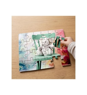 Sandalyede Peluş Fil Tasarımlı 24 Parça Ahşap Çocuk Puzzle MPK0876