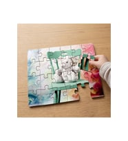 Sandalyede Peluş Fil Tasarımlı 24 Parça Ahşap Çocuk Puzzle MPK0876