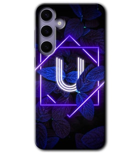 Galaxy S24 Kılıf HD Desen Baskılı Kılıf - Dark Neon Yaprak U Harfi