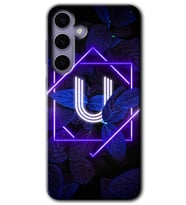 Galaxy S24 Kılıf HD Desen Baskılı Kılıf - Dark Neon Yaprak U Harfi