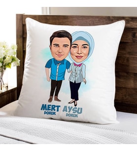 Kişiye Özel Canım Sevgilime Hediyem Karikatürlü Yastık