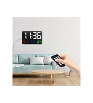 YENİLZ Dijital Duvar Saati Renkli HD LED Ekran 25X16 Cm Tarih Gün Sıcaklık Alarm USB  Dekoratif UZAKTAN KUMANDALI (Siyah)
