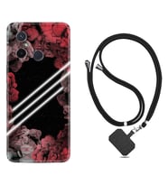 Xiaomi Redmi 12C Kılıf Silikon Boyun Askılı İpli Desenli Silikon Flowers Line 1732