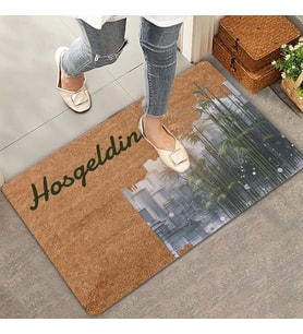 Valerine Life Metropol ve Bambu Temalı Hoş Geldiniz Kapı Önü Paspası 45x70cm