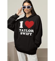 I Love Taylor Swift Baskılı Unisex Oversize Şarkıcı Hoodie