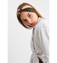 Haki-Pudra Kadın Fenomen Style Pamuklu Penye, Kaymaz, Yumuşak, Esnek, Saç Bandı Bandana (Çok Renkli)