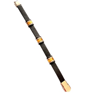 Paslanmaz Kararmaz Çelik ve Deri Mixli Spor Model Erkek Bileklik Seti 22 cm