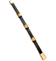 Paslanmaz Kararmaz Çelik ve Deri Mixli Spor Model Erkek Bileklik Seti 22 cm (Siyah)