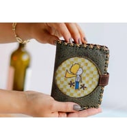 Y. Küçük Prens Figürlü Küçük Cüzdan Etnik Bohem Retro Style - Yesil (Yeşil)