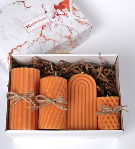 Ng Gifts Dekoratif 4'lü Turuncu Kahve Mum Seti