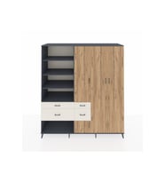 Kronos Dolap 14 Raflı 4 Çekmeceli 4 Kapaklı 220x59x243 Antrasit-Çam/Aytaşı