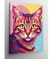 Kanvas Tablo Renkli Kedi Portresi