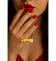 Kadın Gümüş Kolye - Zeynep Yazılı Papatya Isim • Işıklı Kutuda • Sevgiliye • Eşe • Anneye