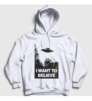 Presmono Unisex Beyaz I Want To Believe Dizi X Files Kapüşonlu Sweatshirt 522000tt