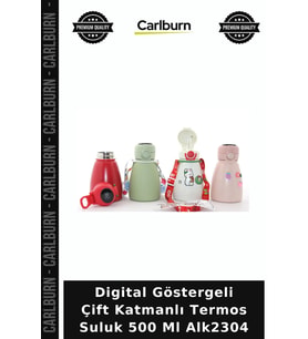 Özel Üretim Digital Göstergeli Çift Katmanlı Termos Suluk 500 Ml Alk2304
