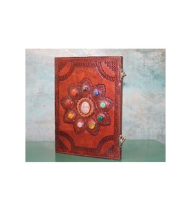 Kişiye Özel Taşlı Deri Defter - 26x18cm