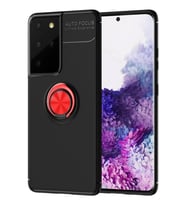 Durukar® Samsung Galaxy S21 Ultra Kılıf Range Yüzüklü Silikon - Siyah-Kırmızı