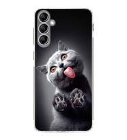 PrintiFy Samsung Galaxy A14 ile Uyumlu Kedi 2 Kamera Korumalı Şeffaf Kılıf