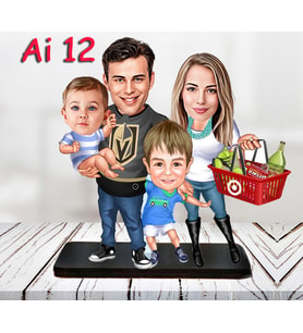 Kişiye Özel Ahşap Biblo - Aile Karikatür Biblo - 4 Kişilik Aile Biblo 5