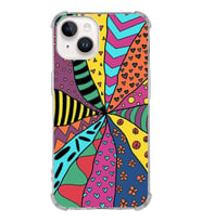 PrintiFy Apple iPhone 14 Uyumlu Retro Color 4 Baskılı Şeffaf Köşe Korumalı Antişok Kılıf